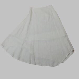VTG EUN HWA Paris Asymmetrical Linen White Skirt Minimalist French Design US 6